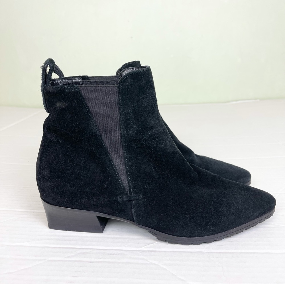 Aquatalia Suede Black Booties Pointed Toes size 6